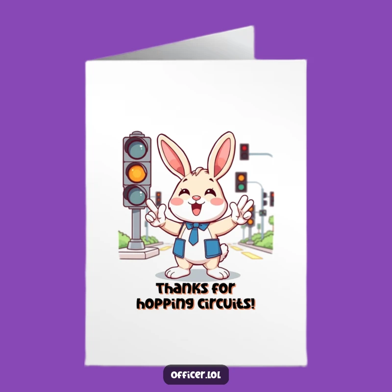 Free Printable Thank You Card: Funny Bunny Traffic Controller Downloadable Gift