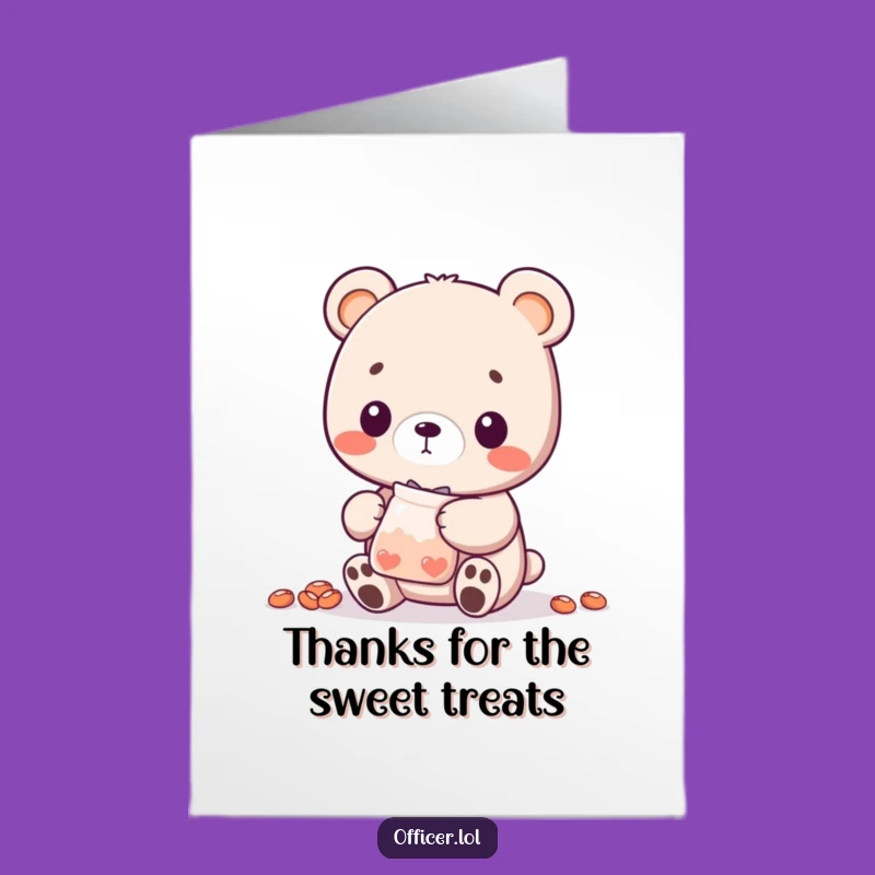 Free Printable Thank You Card: Bear Cub Treats, Sweet & Funny Gratitude Download