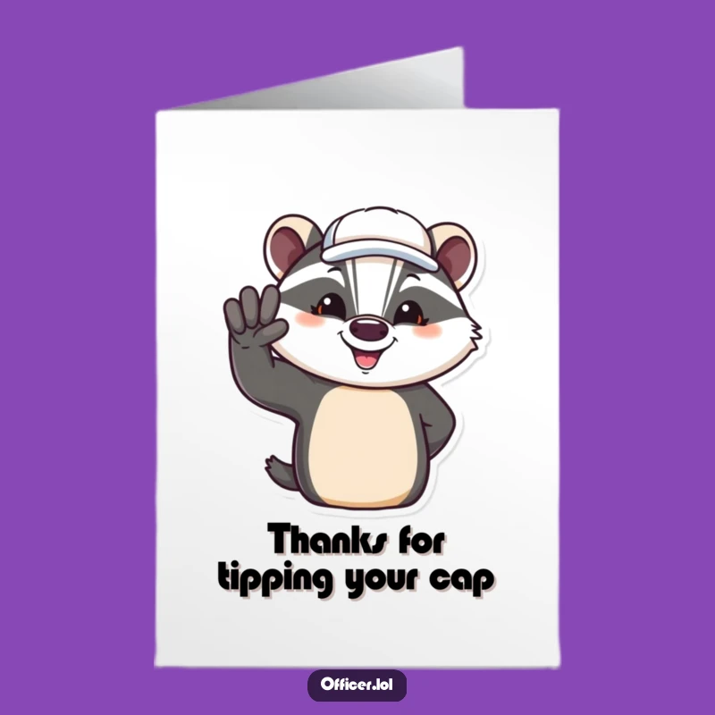 Free Printable Thank You Card: Jovial Badger Salute, Funny Downloadable Gift