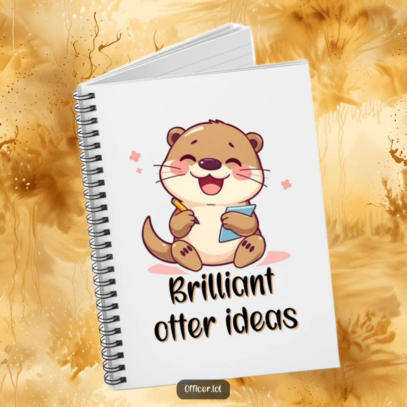 Funny Otter Notebook: An enthusiastic otter character writes notes, perfect for jotting down ideas, plans, and important information.