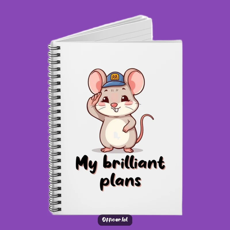 Funny Saluting Mouse Notebook: Tiny Hat Character Journal, Adorable Funny Gift