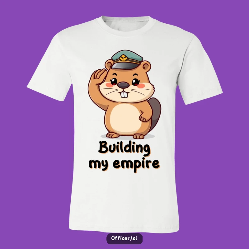 Funny Beaver Salute T-Shirt: Determined Grin & Tiny Cap - Hilarious Wildlife Gift Apparel