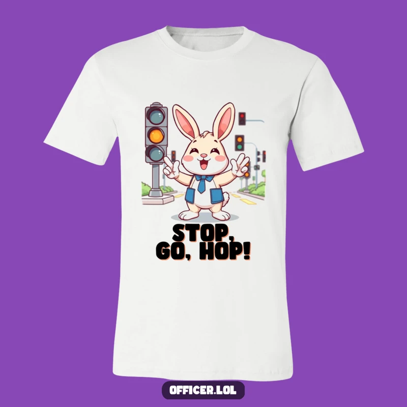 Funny Bunny Traffic Director Tee: Spread Joy with This Hilarious Cartoon Animal Shirt