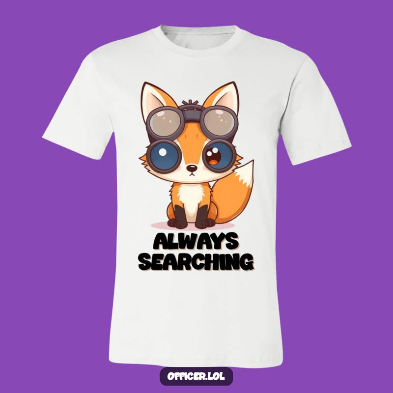 Funny Fox Binocular T-Shirt - Curious Explorer Tee
