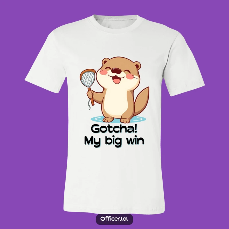 Funny Otter Catch T-Shirt: Wear Your Joyful Triumph with Pride