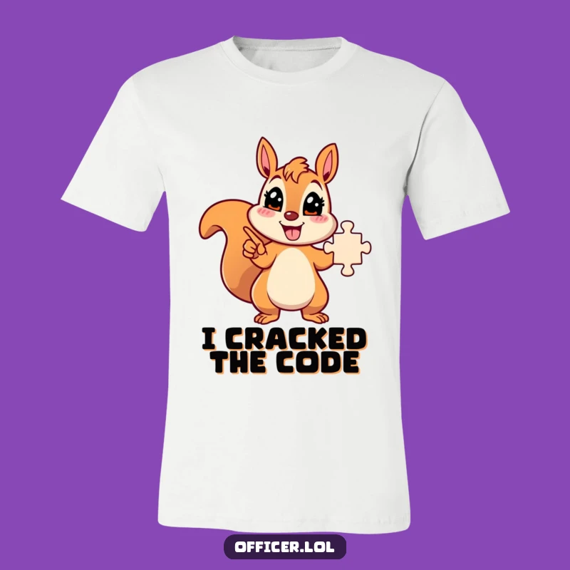 Funny Solved Puzzle Squirrel T-Shirt: Energetic Character Tee, Clever Funny Gift
