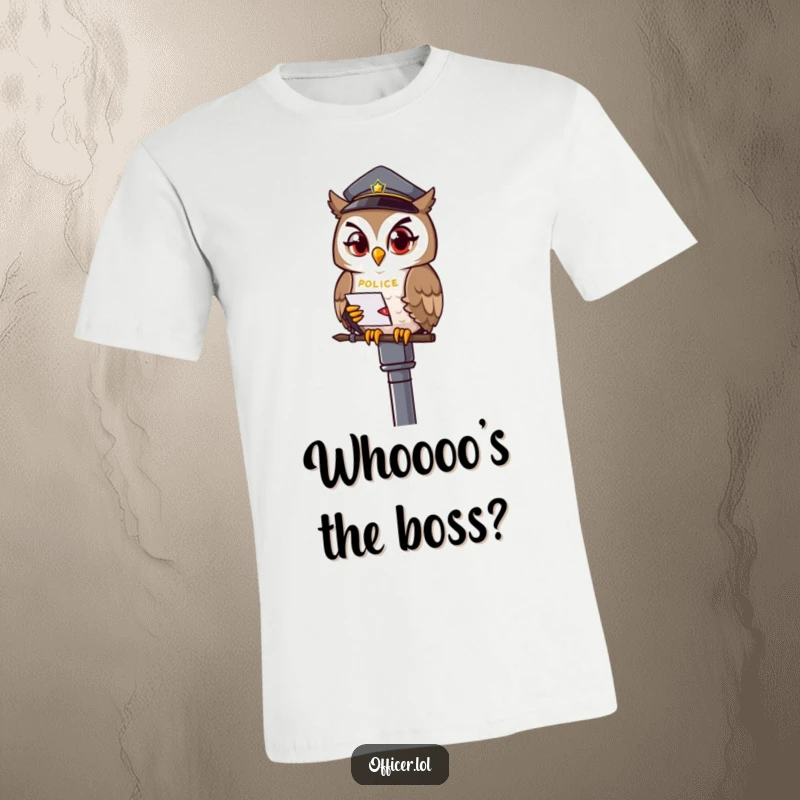 Funny owl officer t-shirt, winking owl on a lamppost, observant and humorous design.
