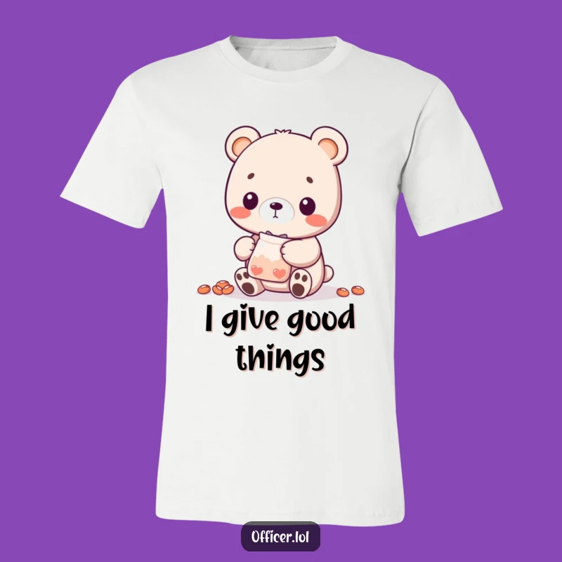 Funny Bear Cub Treat T-Shirt: Adorable Cub Sharing Goodies, Great Gift