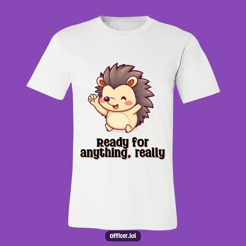 Funny Hedgehog Salute T-Shirt: Wear a Playful Greeting with Spiky Charm