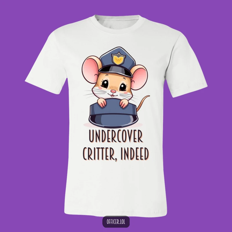 Funny Mouse Cop Hat T-Shirt: Wear Your Curiosity with Tiny Detective Style