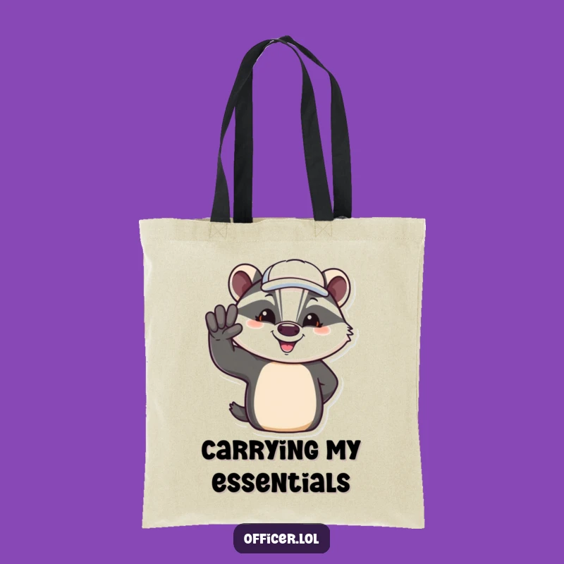 Funny Badger Salute Tote Bag: Carry Your Goods with Humorous Flair!