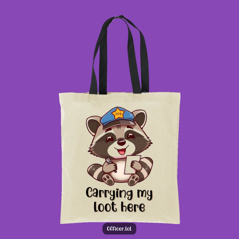 Funny Raccoon Officer Tote Bag: Carry Your Tasks with Enthusiastic Style