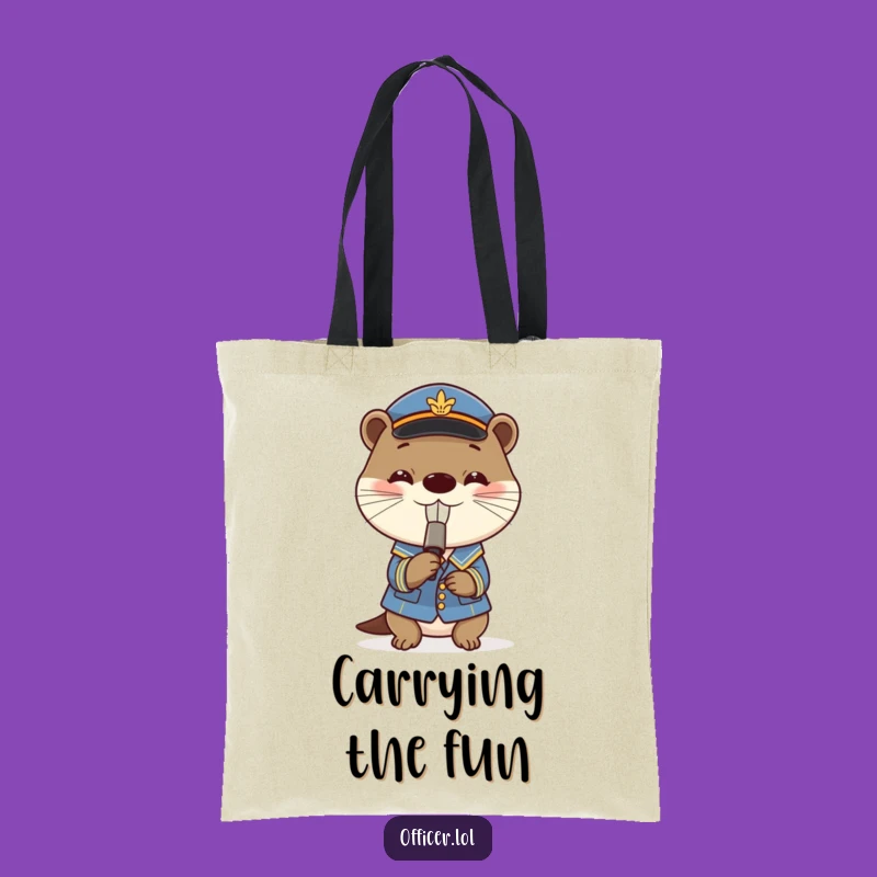 Funny Otter Tote Bag: Playful Uniformed Whistle Carrier