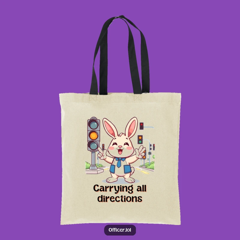 Funny Bunny Commute Tote Bag: Carry Your Day with This Hilarious Traffic Bunny Design