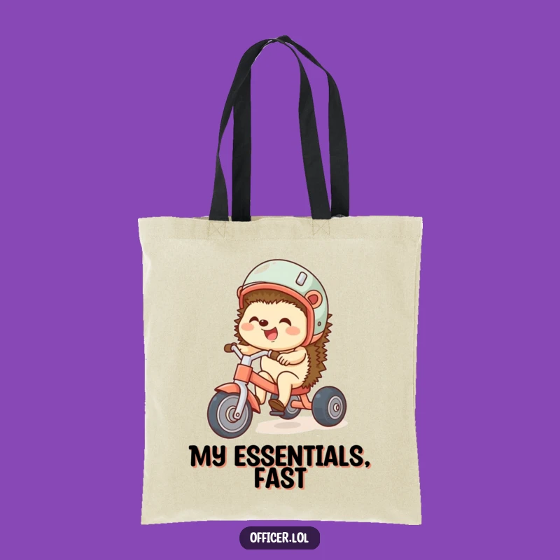 Funny Hedgehog Tricycle Tote Bag: Carry Your Essentials with Adorable Fun