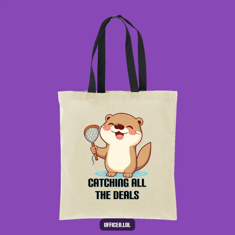 Funny Otter Catch Tote Bag: Carry Your Triumphs with Joyful Style