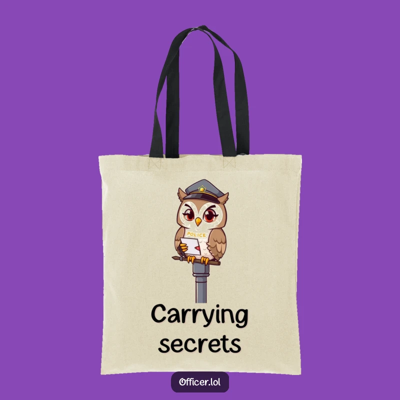 Funny Owl Officer Tote Bag - Carry Your Notes with Nocturnal Wisdom & Style