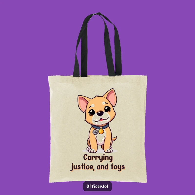 Funny Puppy Badge Tote Bag: Chic Determined Hero Dog Bag, Ideal Funny Gift