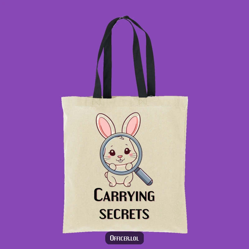 Funny Tote Bag: Shy Rabbit & Magnifying Glass - Carry Your Discoveries