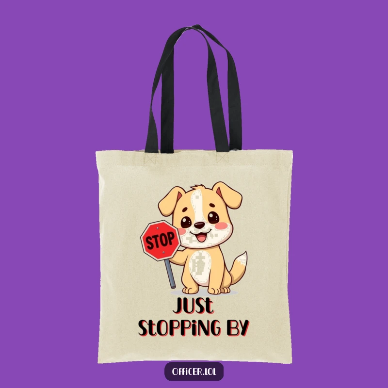 Funny Stop Sign Dog Tote Bag: Carry Your Laughs With This Cartoon Canine Accessory
